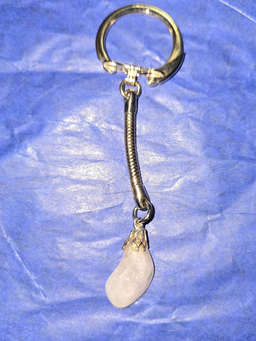 Gold-Tone Key & Card Holder with White Rose Quartz Charm